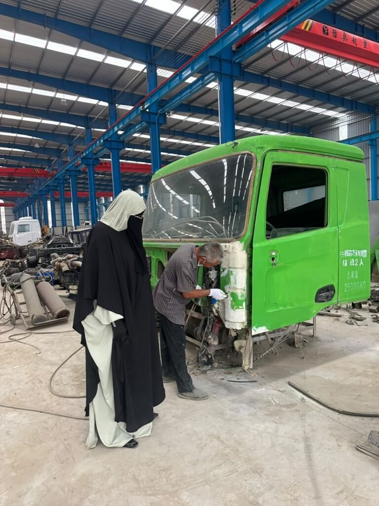 Truck cab undergoing refurbishment work at the workshop